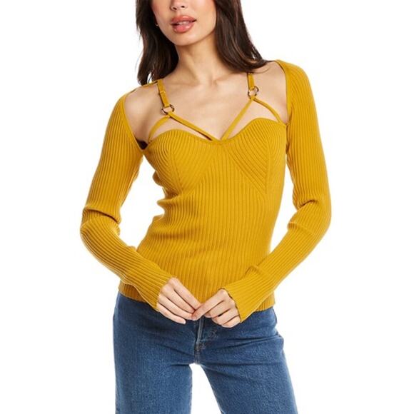 NICHOLAS Janine Rib Knit Top In Yellow XS/S - Picture 10 of 11